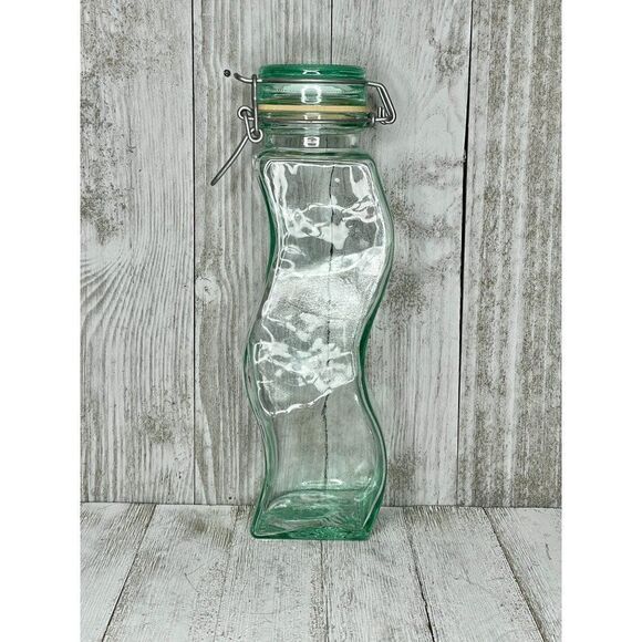 Vintage Italian Green Hermetic Wavy Bottle - Picture 3 of 10